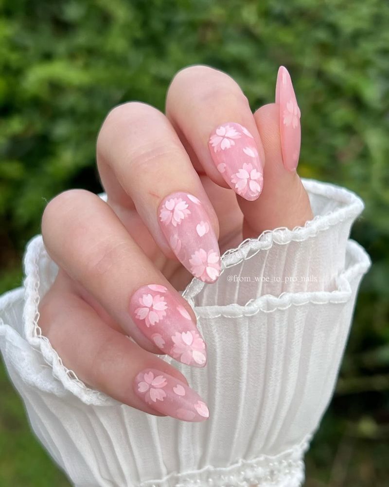 Pink Blossom Nails 