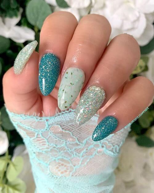 Mint Green Shimmer Nails