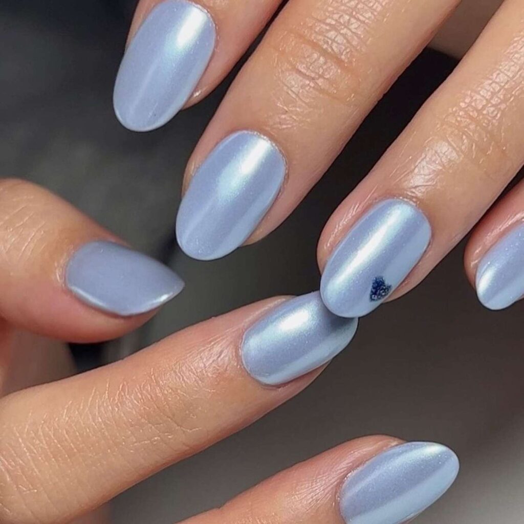 Icy Blue Chrome Nails