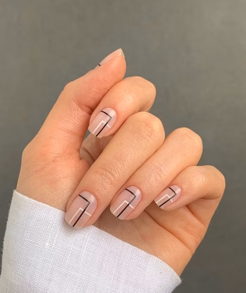 minimal Line Art Nails 