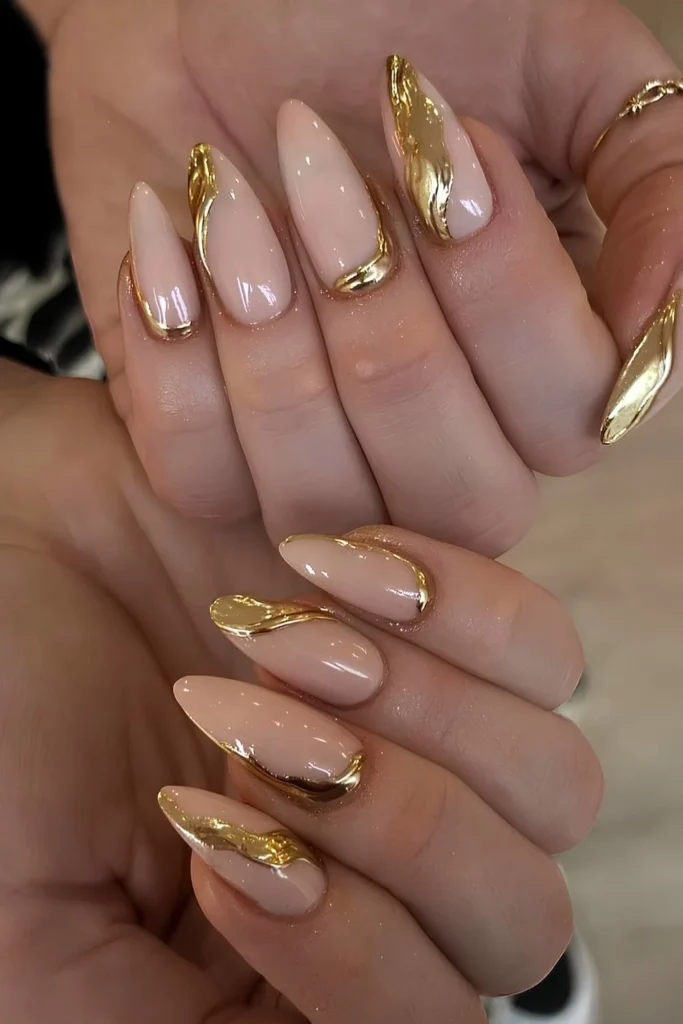 Nails with Gold Foil 