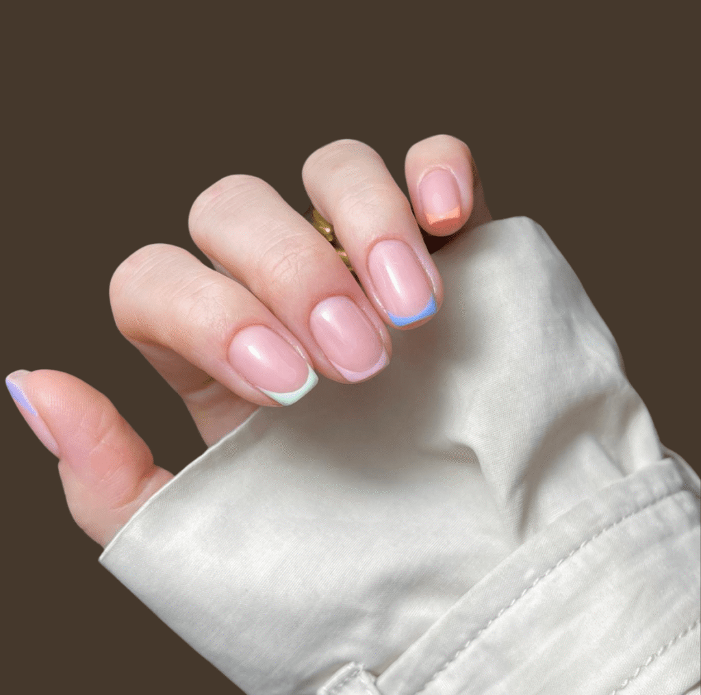 Pastel Tips on Clear Base nails