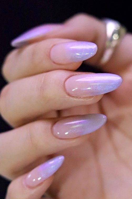 Lavender Chrome Ombre Nail ideas