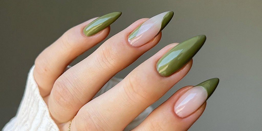 olive sheer nails for fall