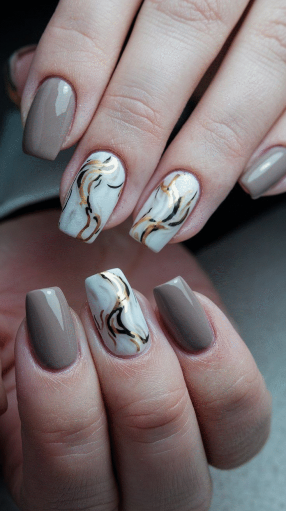 trendy marble nail design