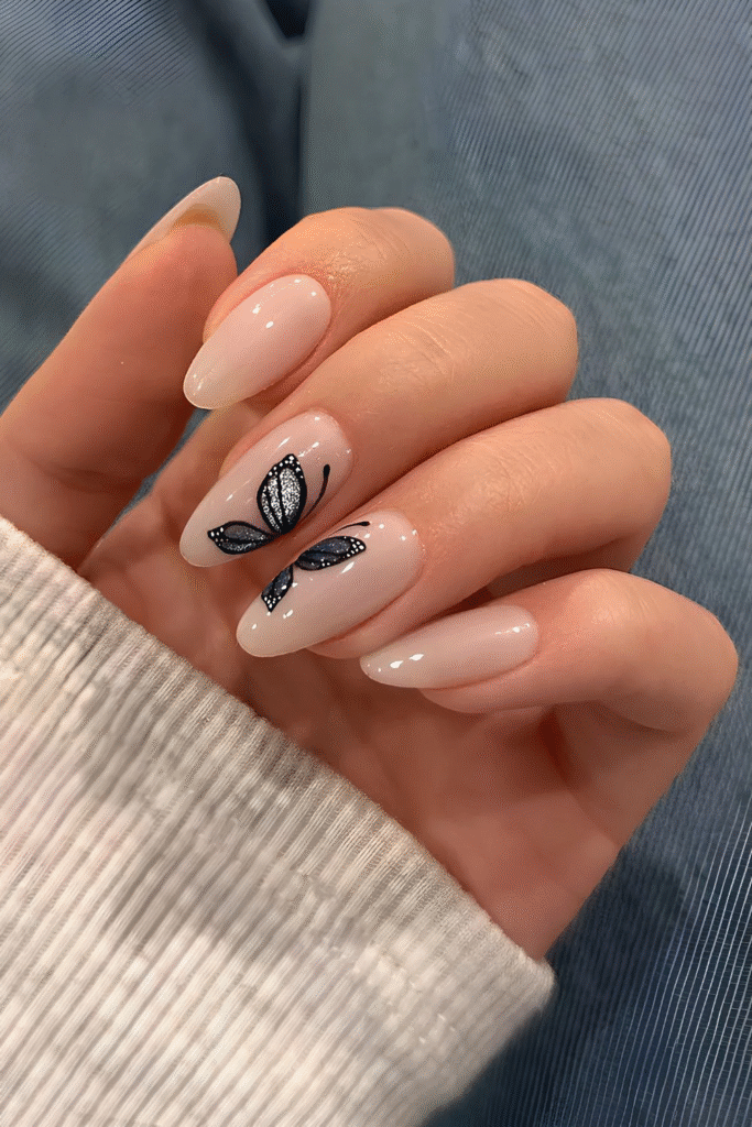 trendy butterfly nail art