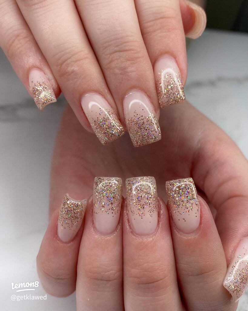 Pink Glitter Fade nails 2025